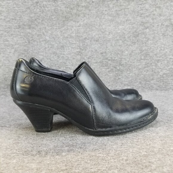 ✅Born Black Leather Ankle Slip On Bootie Block Heeled Shoes Women's Size 7.5 - Picture 7 of 10